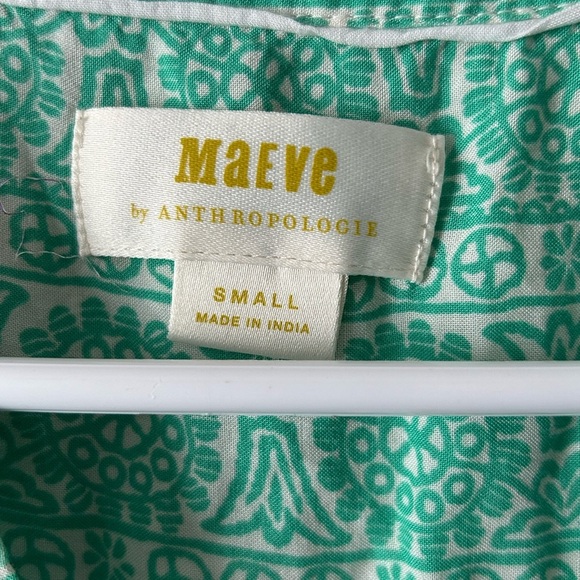 Anthropologie |Green Button-Down Blouse | Size small - Picture 3 of 5